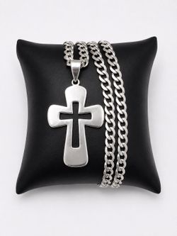 925 Sterling Silver Classic Cross Pendant Necklace Size 20”  Men’s Jewelry