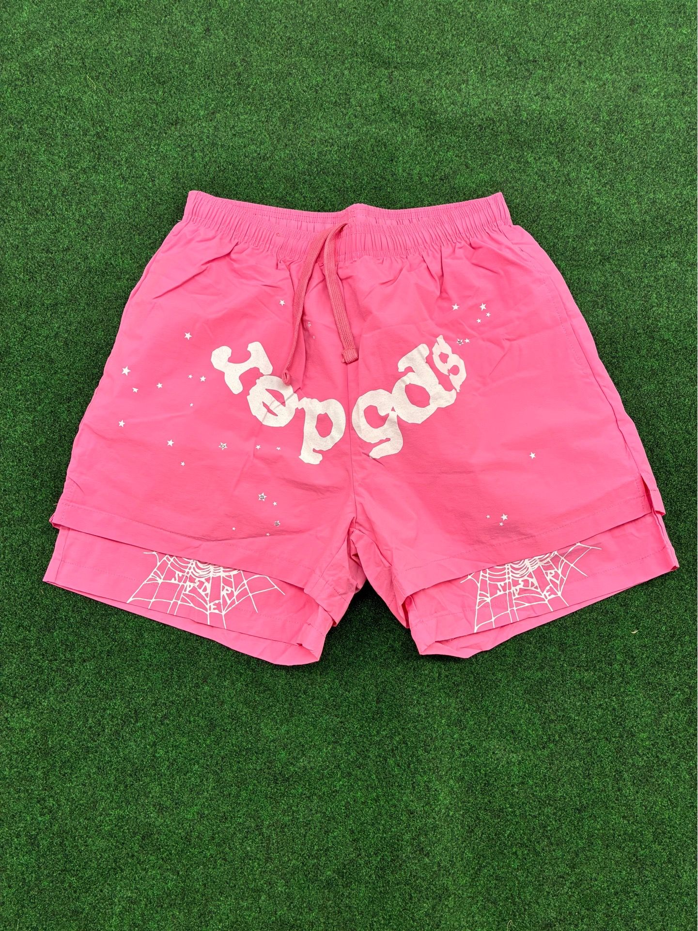 Pink sp5der shorts