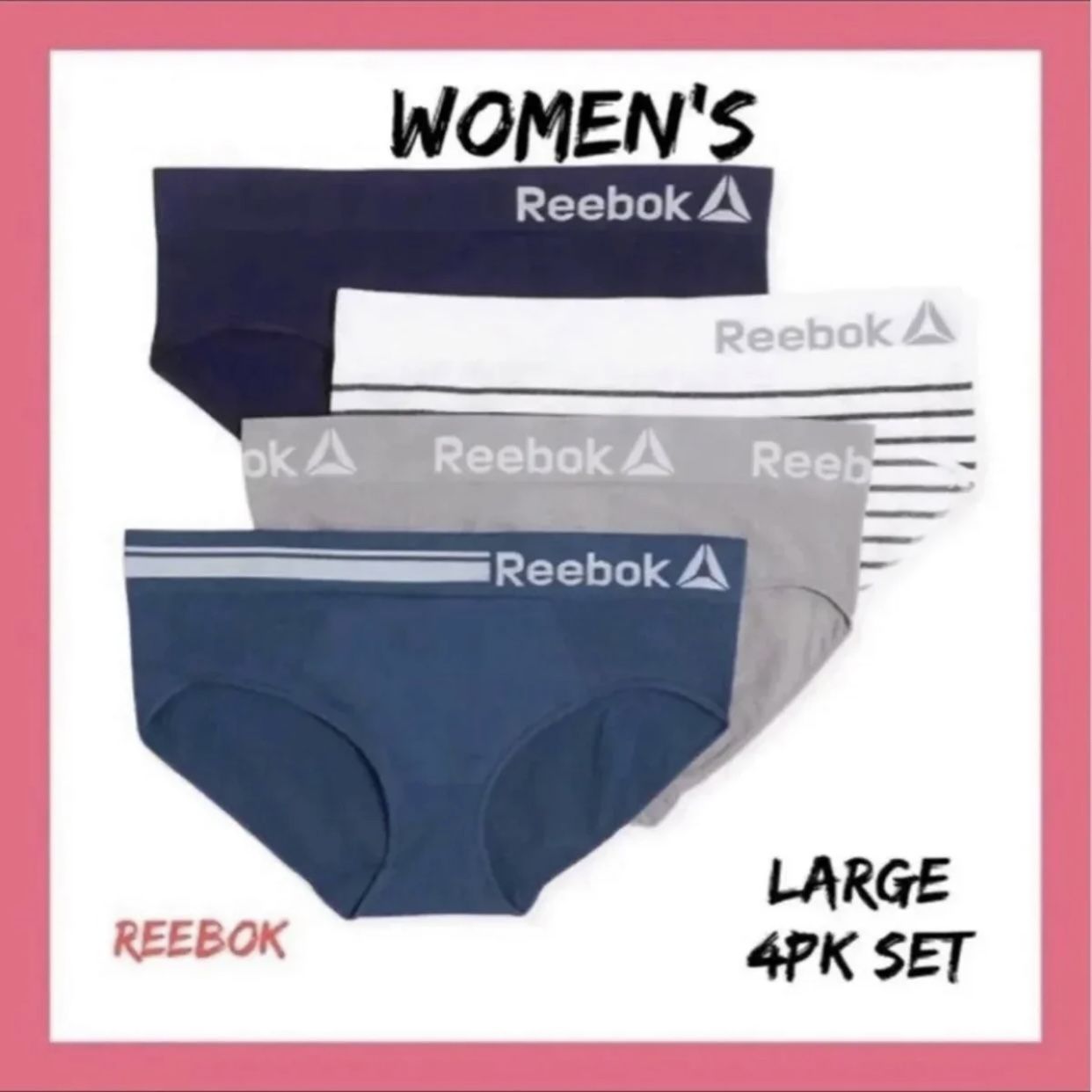 New Womens Reebok White Hipster Sz:L