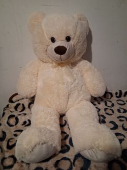 Large Cream Plush Teddy Bear 34 Inches Tall