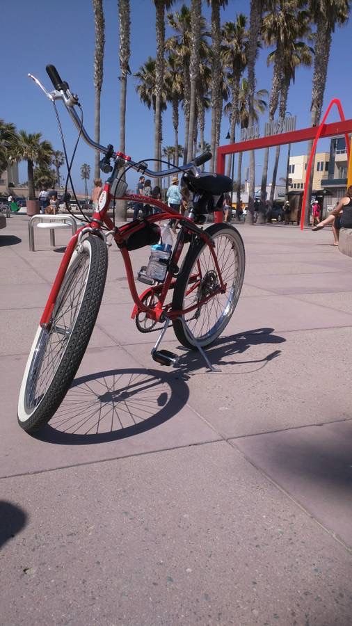 1980 Schwinn Cruiser 5 speed bike 26 inch S-2 wheel size. All original beach cruiser bicycle. Rides, shifts, and brakes great. Positron shifter, mess