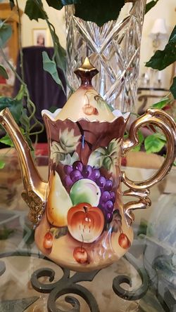 BEAUTIFUL ANTIQUE LEFTON CHINA HAND PAINTED COFFEE POT #NE20591