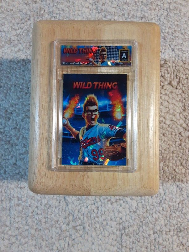 Charlie Sheen (Wild Thing) Slab Cracked Ice REFRACTOR Original Art Novelty Card