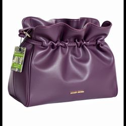 Badgley Mischka ruched satchel in a purple or plum color