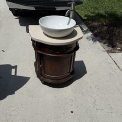Small Bathroom Vanity With Top&foucet + Corner Shelf
