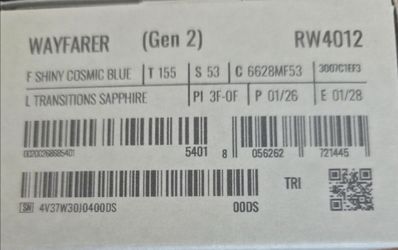 Ray-Ban Meta Wayfarer (Gen 2) - Shiny Cosmic Blue / Transitions Sapphire (53mm)- Brand New!