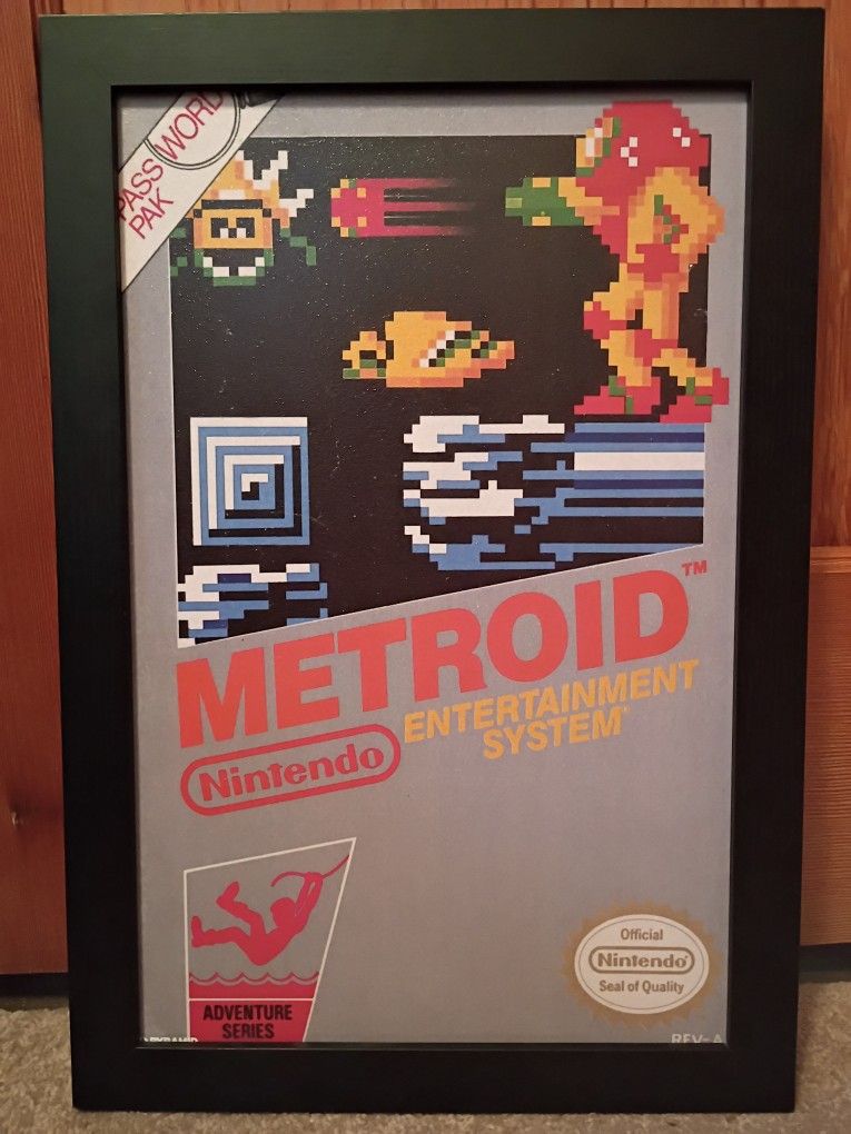 1987 Metroid NES Nintendo Video Game Framed Sign