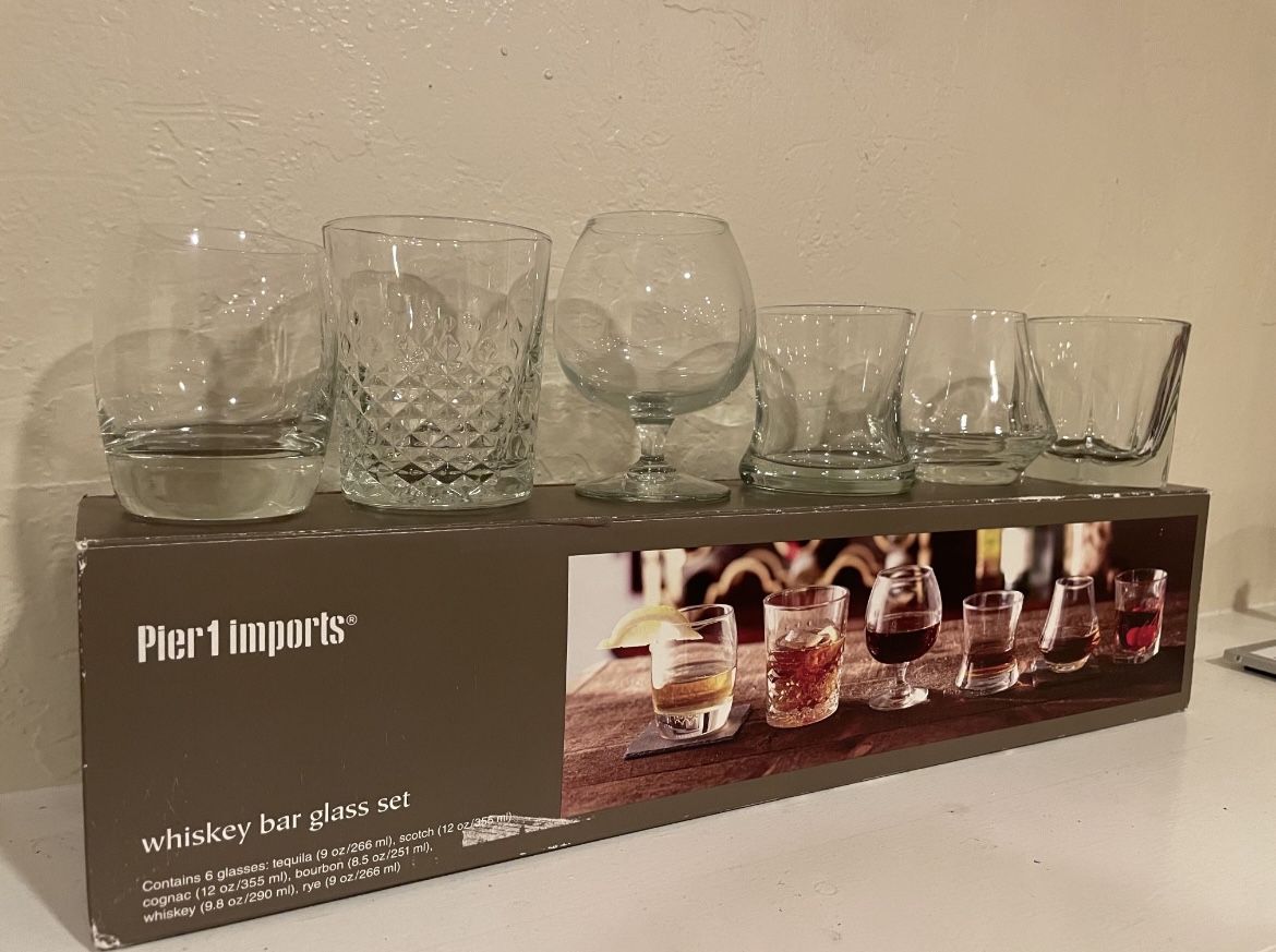 Glass Set Of 6 For Whiskey, Not pun, Tequila, Cognac, Etc. (Barware/Drinkware)