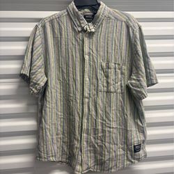 WESC Multicolor Striped Button-Up Collared Shirt Short Sleeve XL Men’s
