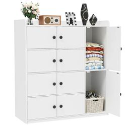 Dresser Cabinet Bathroom Floor Storage Cabinet, Bathroom Storage Unit, Freestanding Cabinet with 10 Doors, Wooden Storage Organizer Ample Space