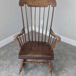 Brown Solid Wood Antique Rocking Chair 