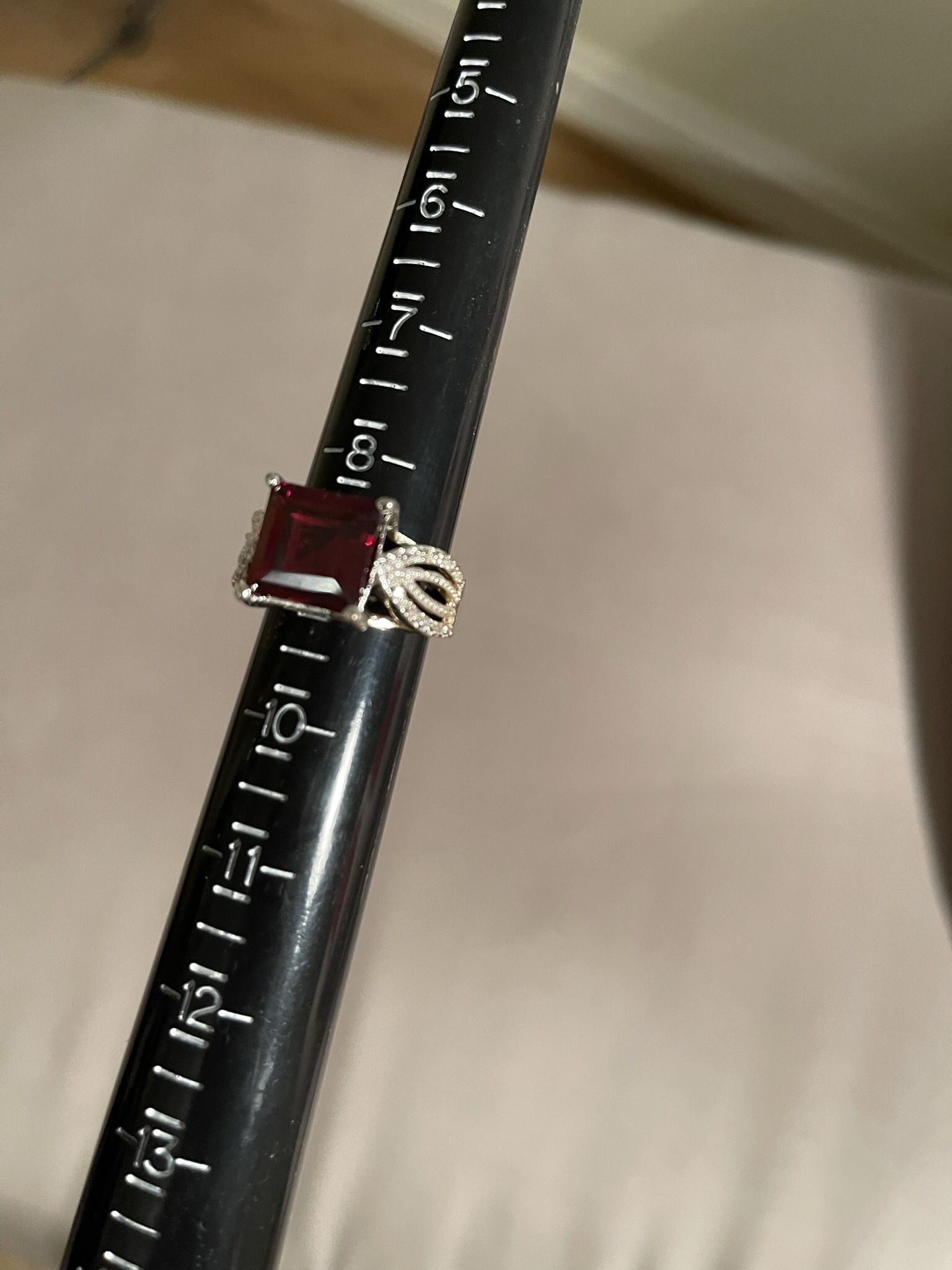 Silver Ring With Red Stone