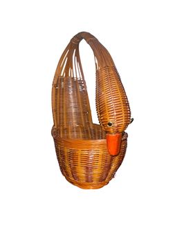 Vintage Wicker Duck Basket with Handle