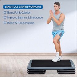 Aerobic Stepper, 4-6-8in Height-Adjustable Aerobic Exercise Step Platform Health W-17