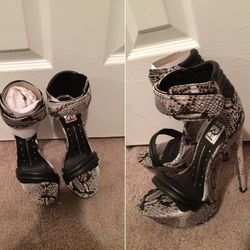 Snake skin strappy heels