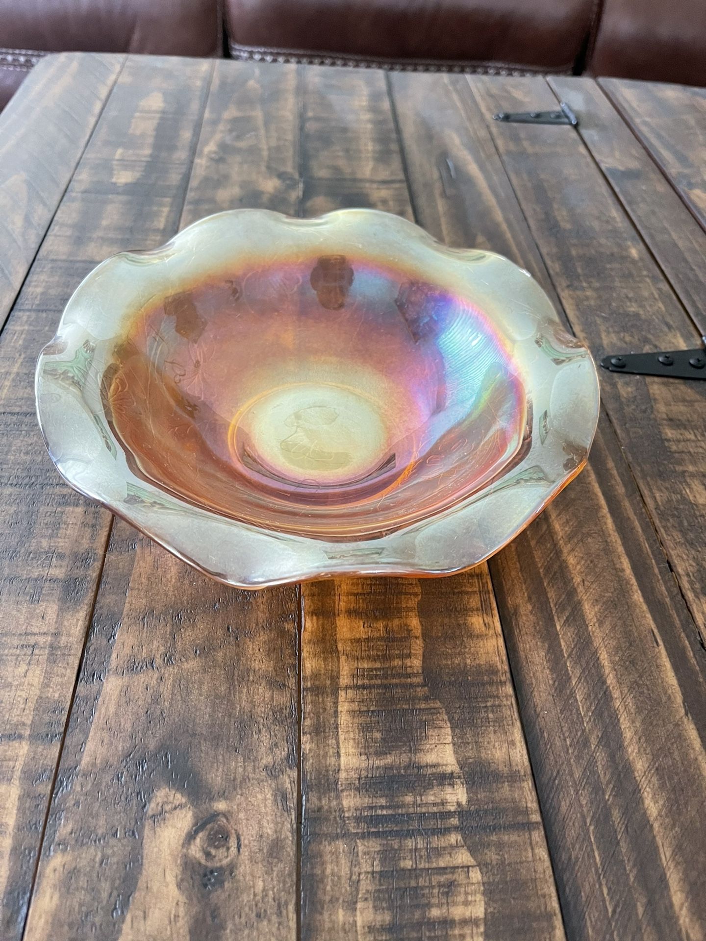 Carnival Glass Ruffled Bowl