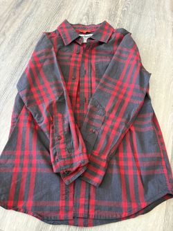 Gray & Red Plaid Shirt For Boys 