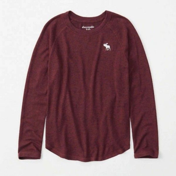 Abercrombie Kids Burgundy Red Texture Long Sleeve T Tee Shirt Top Sweatshirt Sweater Size 7 8 Children's 