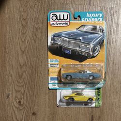 Auto World Cadillac Eldorado & Hot Wheels Dodge Charger Diecast Cars