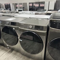 Samsung 2023 Graphite Frontload Washer And Dryer Set Electric Scratch And Dent Units 