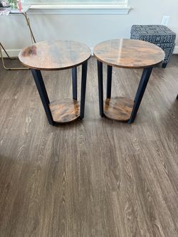 Rustic round end tables