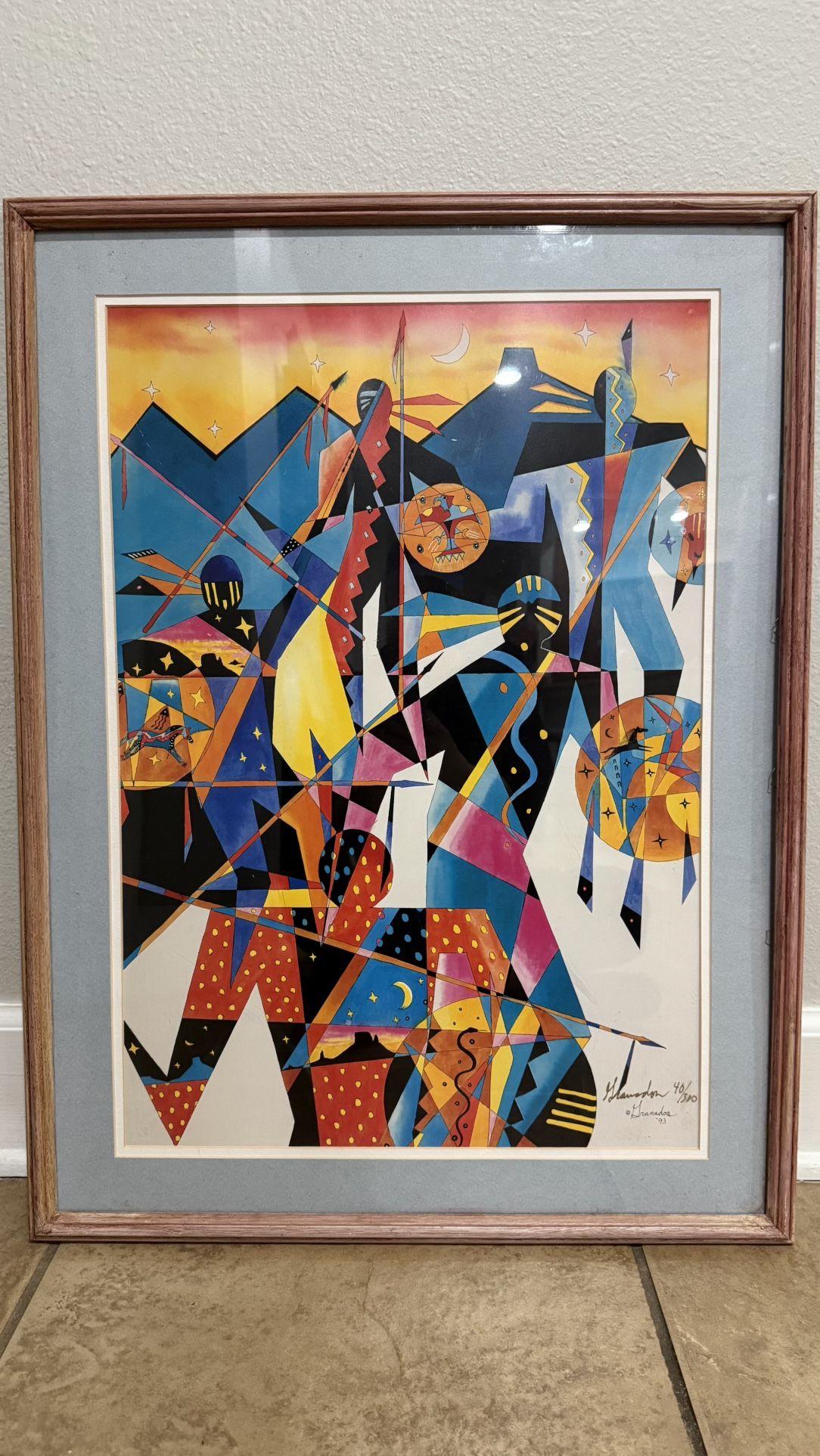 Bernie Granados signed limited edition "Warrior's Dance"  1993 - 28” x 21”. 