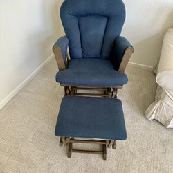 Blue Rocking Chair With Ottoman