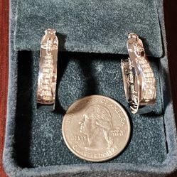 Sterling Silver Earrings w/ 24k Gold Accents & Hand-Set Crystals