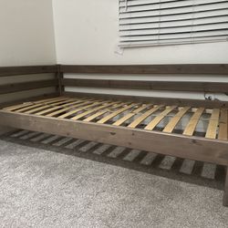 solid wood w a grey stain, XL TWIN DAYBED 