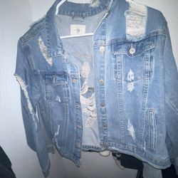 Ripped Jean Jacket Large 