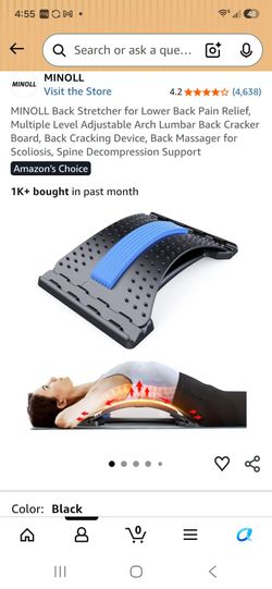 NIB Minoll Back Stretcher Lower Lumbar Spine Pain Relief 3 Adjustable Settings