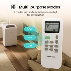 Portable Air Conditioner Hisense 7000 BTU DOE 115-Volt Vented Small Room Smart Portable Air Conditione