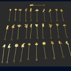 31 SILVER HORS D'OEUVRE SMALL PICKS/ FORKS VINTAGE NICE! 