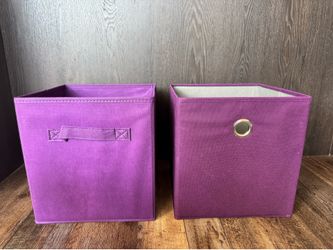 Set of 2 Purple Fabric Storage Cubes