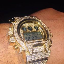 NEW Hip Hop Ice Out 14K Gold Finish Watch 