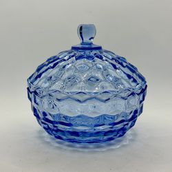 Indiana glass whitehall pattern baby blue candy bowl