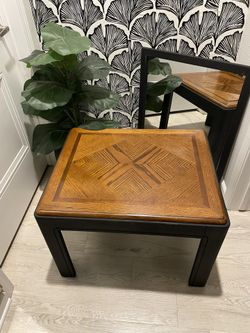 Modern Black + Wood Accent Table – Fully Restored | 29” L x 25” W x 22” H | Delivery Available