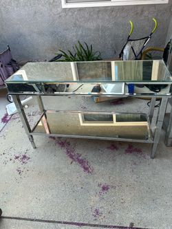 Glass entryway table and book shelf