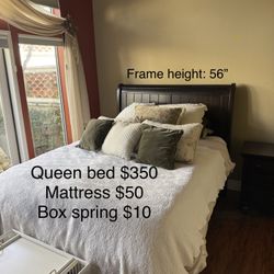 Bundle Deal: Queen Bed, Mattress, Box Spring, Side Table 