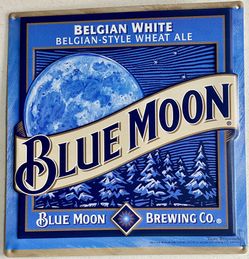 Blue Moon 🍺 Brewing Belgian Wheat Ale Beer Tin Sign