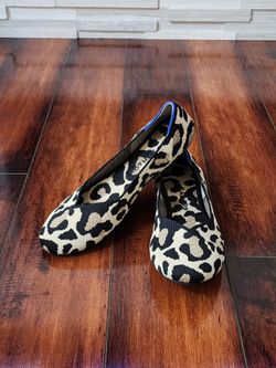 Rothy's Leopard Print Knit Flats Women's Size 8.5 Slip-On Shoes