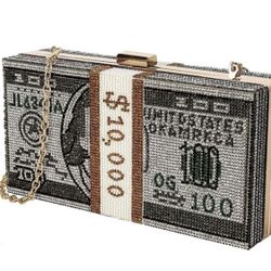 Green Benjamin Rinestone  Handbag 