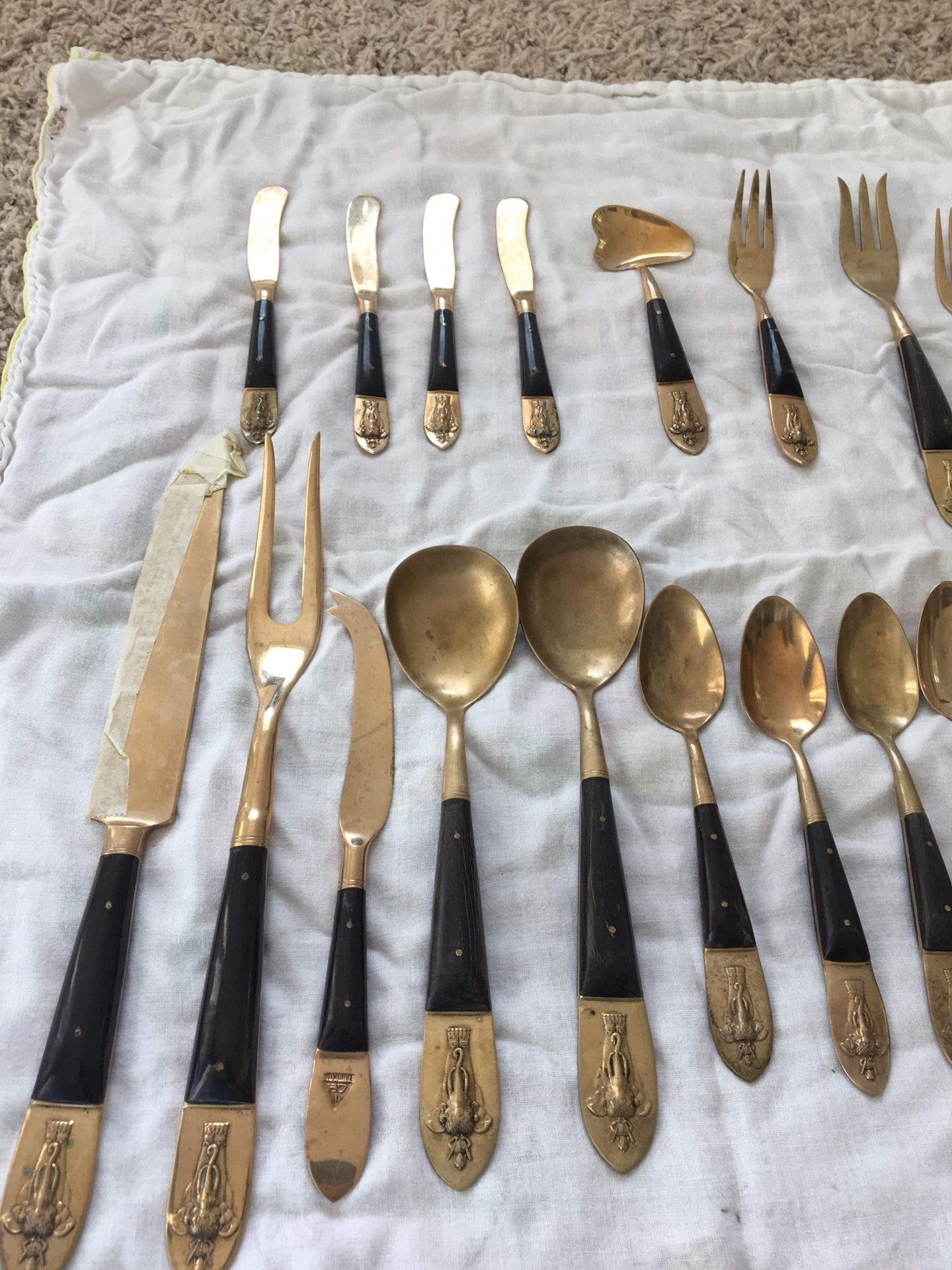 From Bangkok brass silverware set mid century