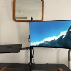 ViewSonic 32” Curved Gaming Monitor (1440p, 180Hz) + Adjustable Laptop Stand | Work From Home or Studio Setup