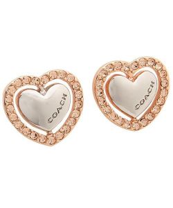 New Coach Heart Earrings (Gold & Crystal) - With Box