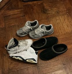 Beat up Jordan 6’s,New balances and Ugg slides