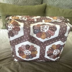 Rare 70s Vintage MCM Boho Gerber Brown Floral Vinyl Bassinet Carry All Baby Bed