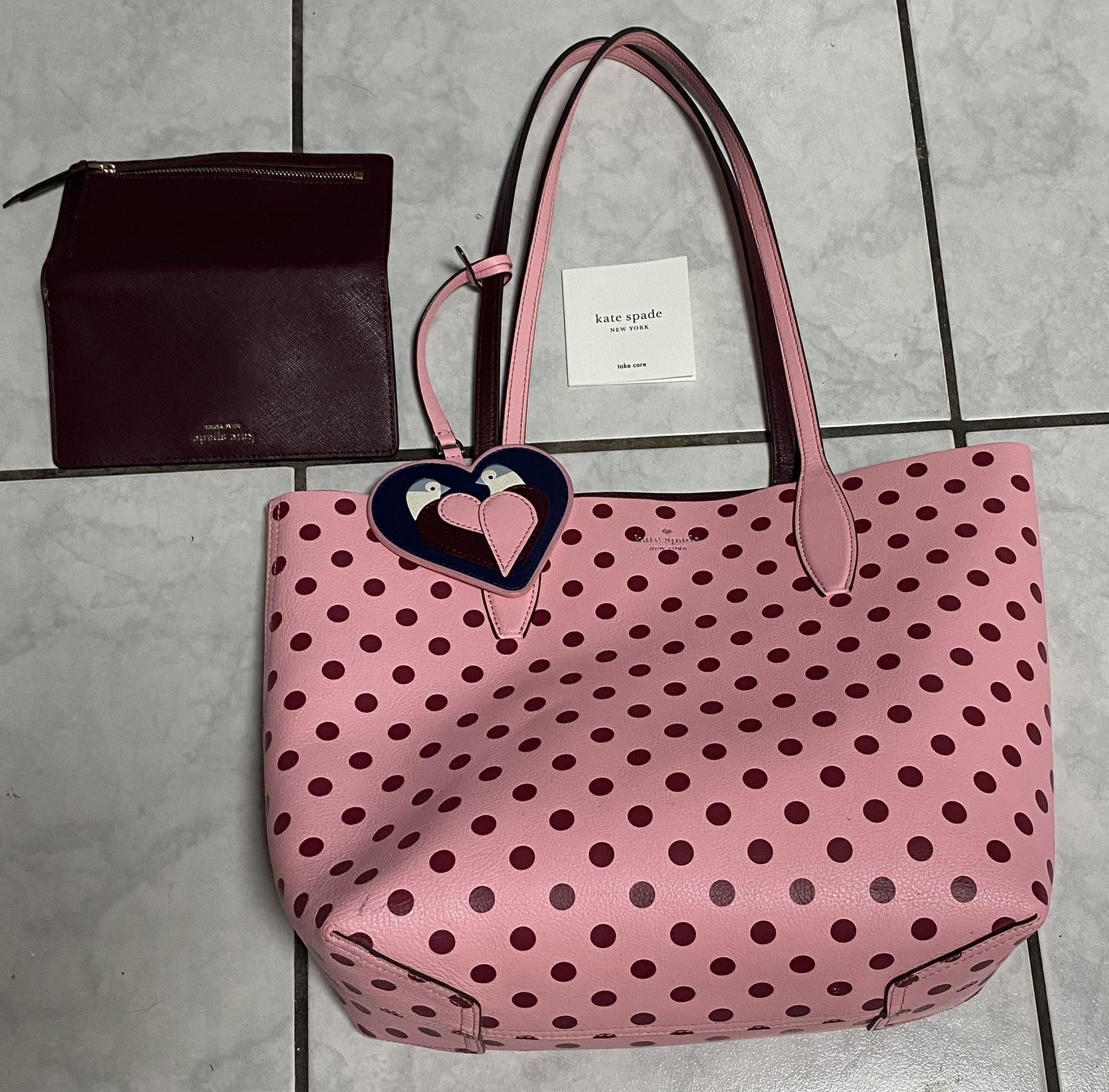 Kate Spade Arch Love Birds Tote With Slim Billfold Wallet