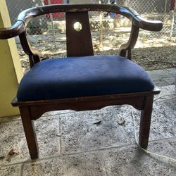 Vintage Asian-styled Horseshoe Armchair - Needs TLC