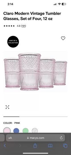 4 Godinger High Ball Pink Glasses 